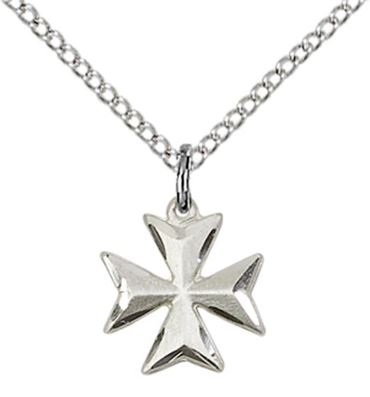 STERLING SILVER MALTESE CROSS PENDANT WITH CHAIN